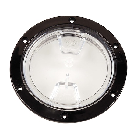 Beckson Marine 4" Clear Center Screw Out Deck Plate - Black DP40-B-C